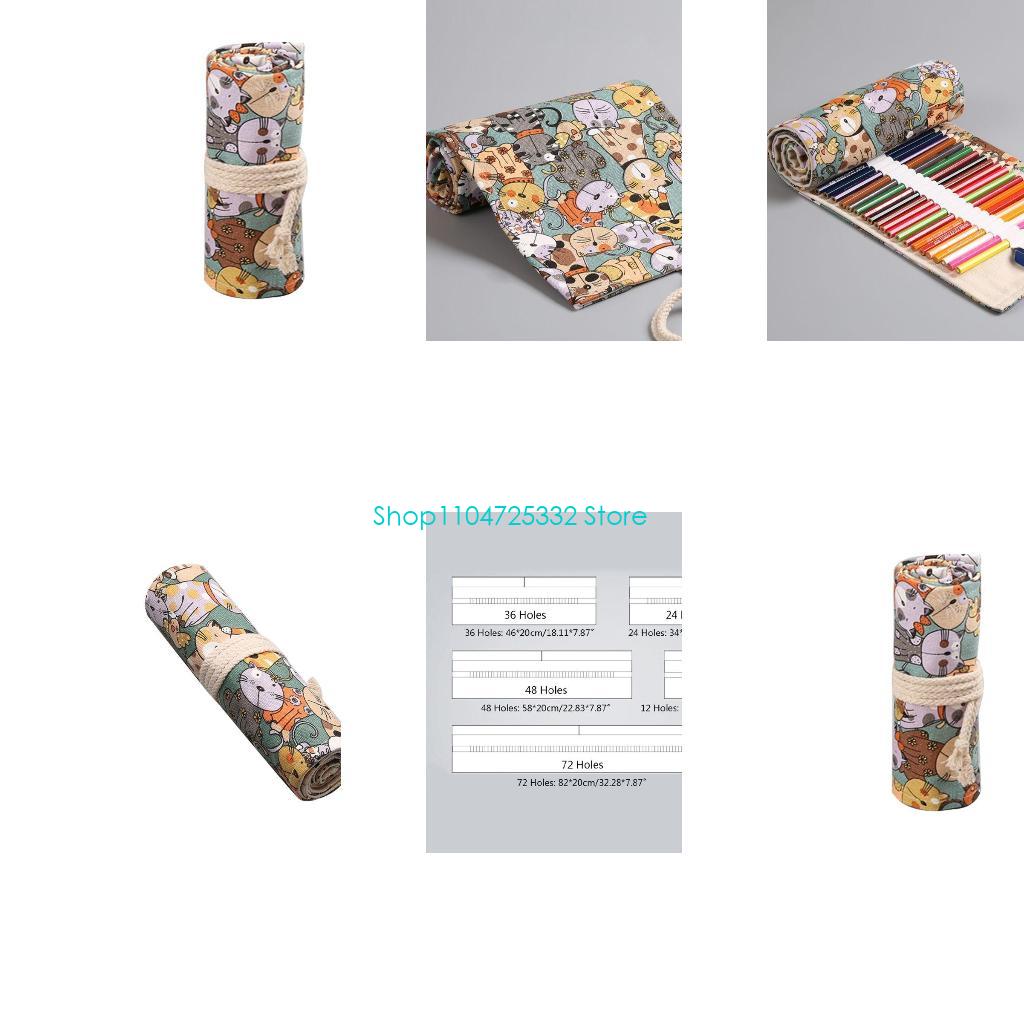 Pen Pouch Roll - P5EA мультфильм для кошки, 12/24/36/48/72 отверстия,